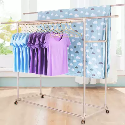 Double-pole floor folding aluminum alloy drying rack Indoor household balcony telescopic drying rack Outdoor drying quilt rack