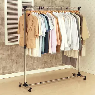 Stainless steel single pole outdoor telescopic drying rack floor-to-ceiling clothes balcony rack Outdoor Quilt clothes rack