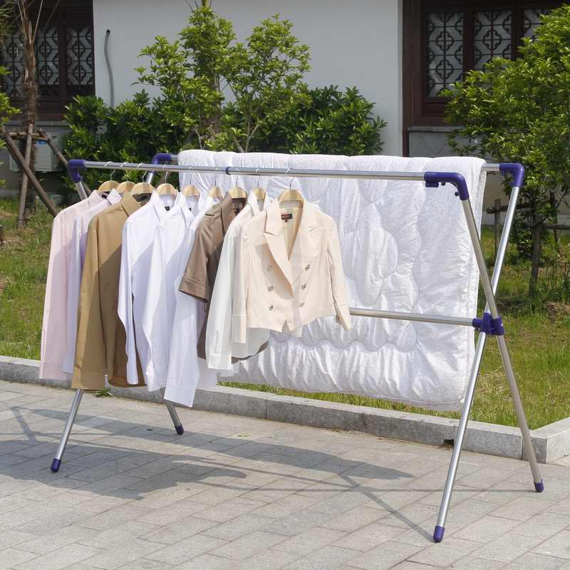 Friend LittX Type Clothes Hanger Floor Double-Lever Telescopic Rod Balcony Sunburn Outdoor Sun Quilt Folding Folding Containing Deck Shelf