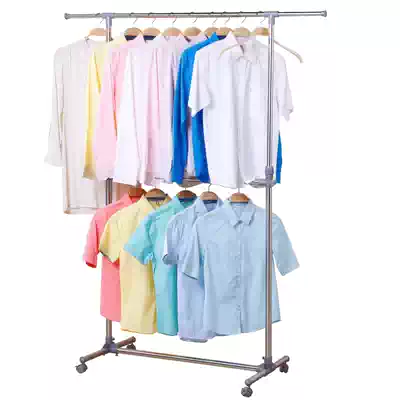 Stainless steel folding clothes rack Floor telescopic single rod lifting clothes rack Bedroom balcony hanging clothes drying quilt rack
