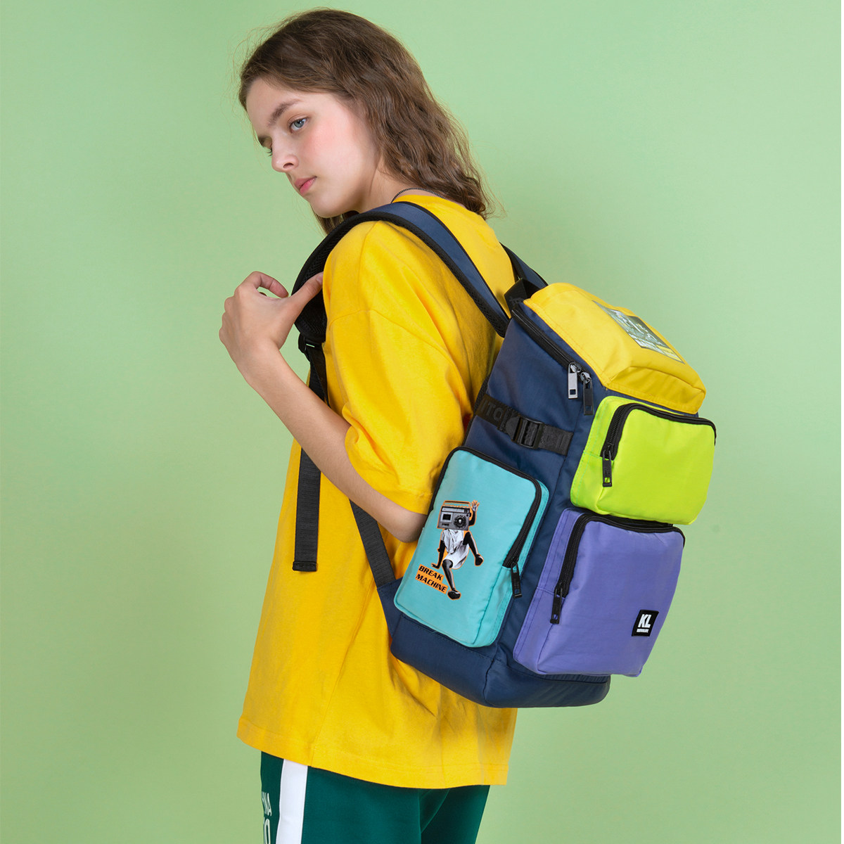 KIITOS DESIGN SENSE COLLEGE STUDENT BAG GIRL HAN VERSION DOUBLE SHOULDER BAG PACKAGE 2021 NEW SCHOOL BAG ORIGINAL SMALL CROWDPACK-TAOBAO