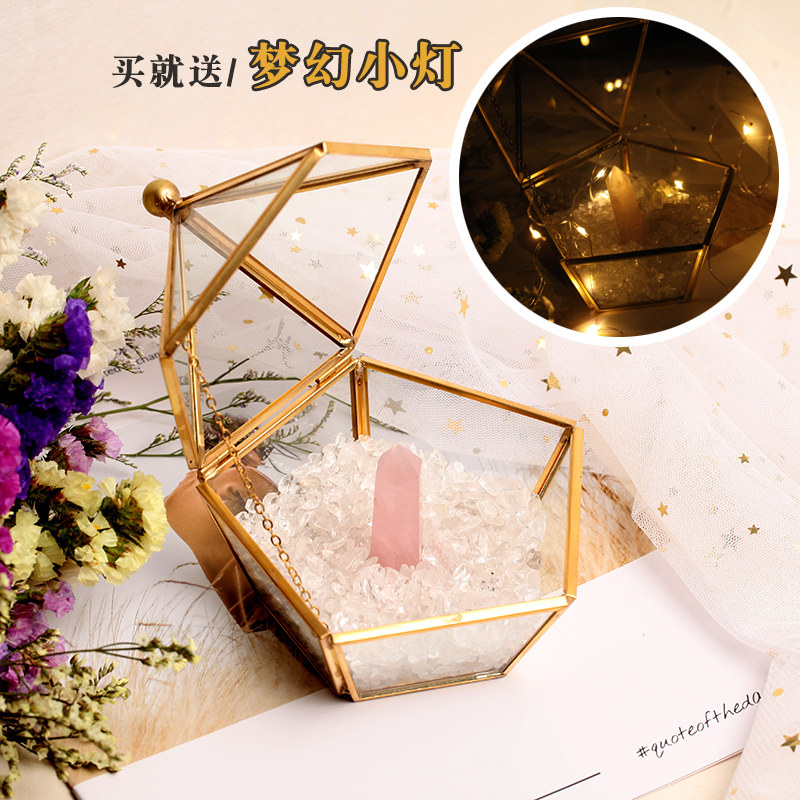 Natural crystal raw stone degaussing bowl crystal column MAGNET Magnet Glass Case Pendulum Piece Handmade Jewelry Containing box for gift