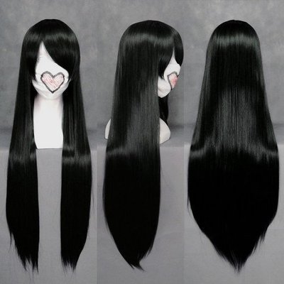 taobao agent Universal black wig, straight hair, 80cm, 100cm, 120cm, cosplay