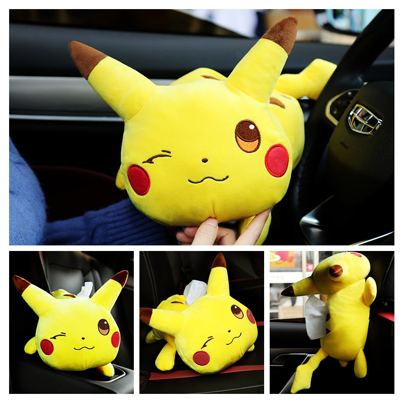 Car Personality Creative Leather Kachu Tissue Box On-board Doll Tissue Bag In-car Cute Paparazzi Hanging Sanitary Paper Box