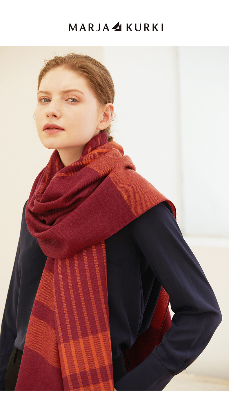 芬兰 Marja Kurki 条纹针织纯羊毛围巾 双重优惠折后￥334包邮 多色可选