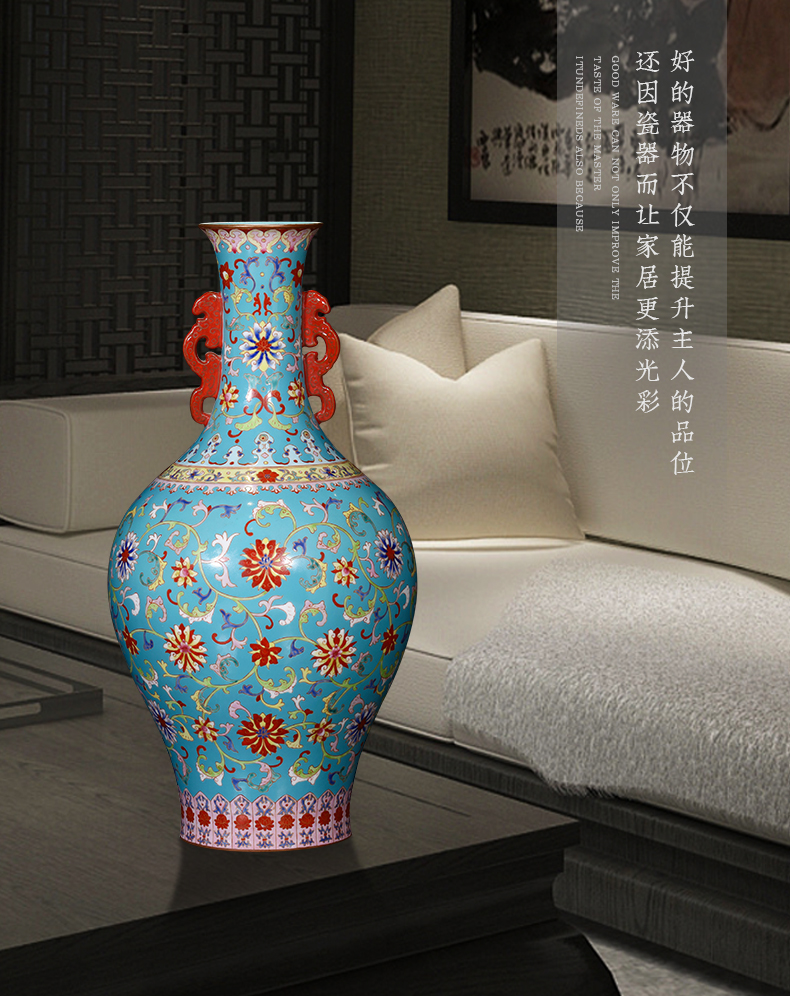 Master jia lage jingdezhen ceramics YangShiQi antique hand - made pastel branch lines have the flower vase