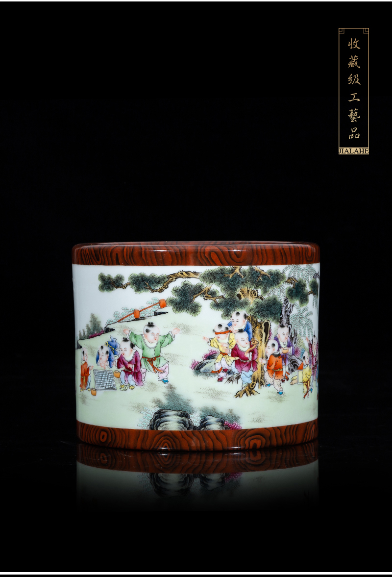 Jia lage furnishing articles YangShiQi jingdezhen ceramics powder enamel and name the ancient philosophers texture brush pot archaize porcelain vase