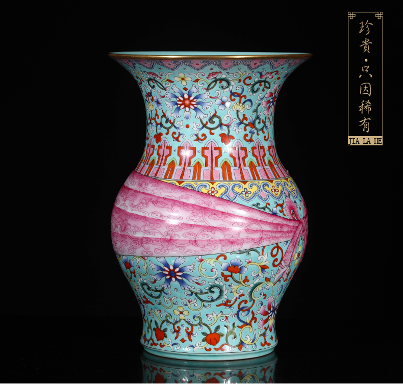 Jia lage jingdezhen home furnishing articles indoor ceramic vase YangShiQi green pastel lotus design grain baggage