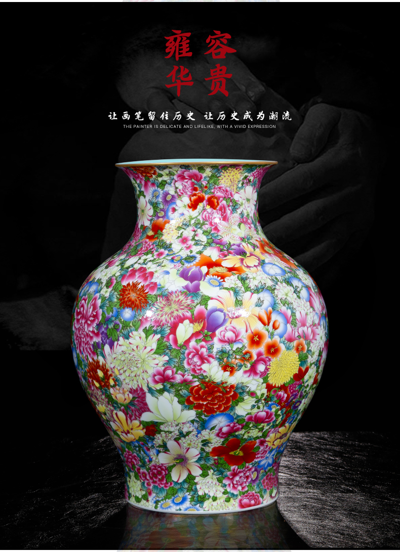 Jia he master of jingdezhen ceramic palace complex moment YangShiQi and the qing qianlong ocean color flower is not open bottle