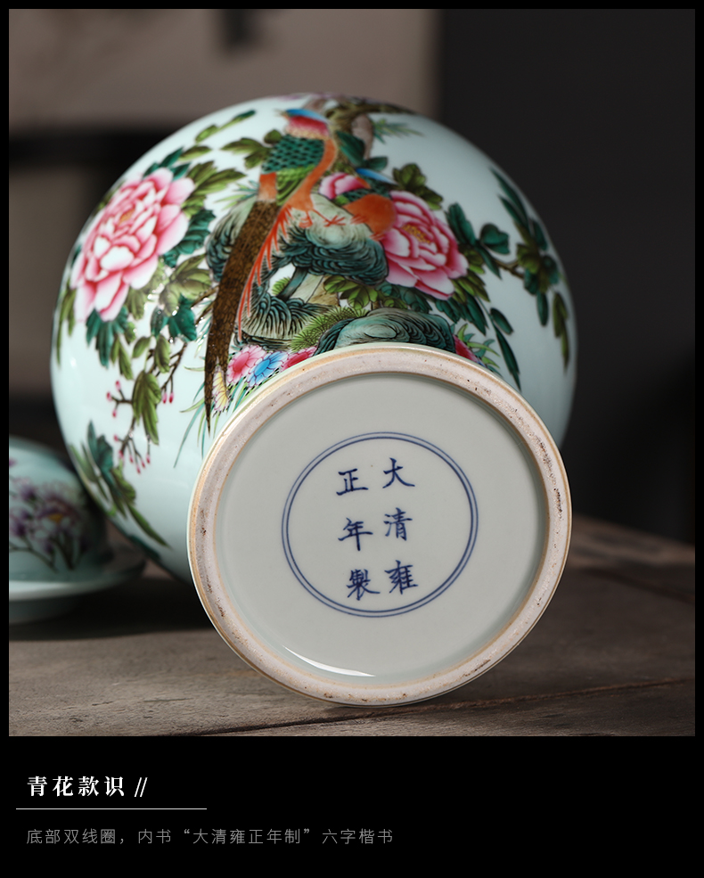 Jia lage archaize of jingdezhen ceramic checking general famille rose porcelain painting of flowers and pot household decorative vase furnishing articles in the living room