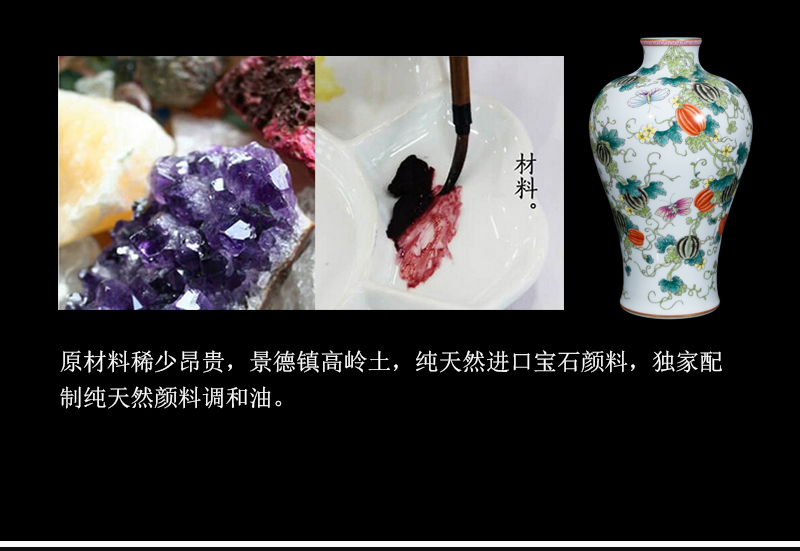 Jia lage jingdezhen ceramic vase YangShiQi famille rose see vines flower arrangement and the name mei bottles of China