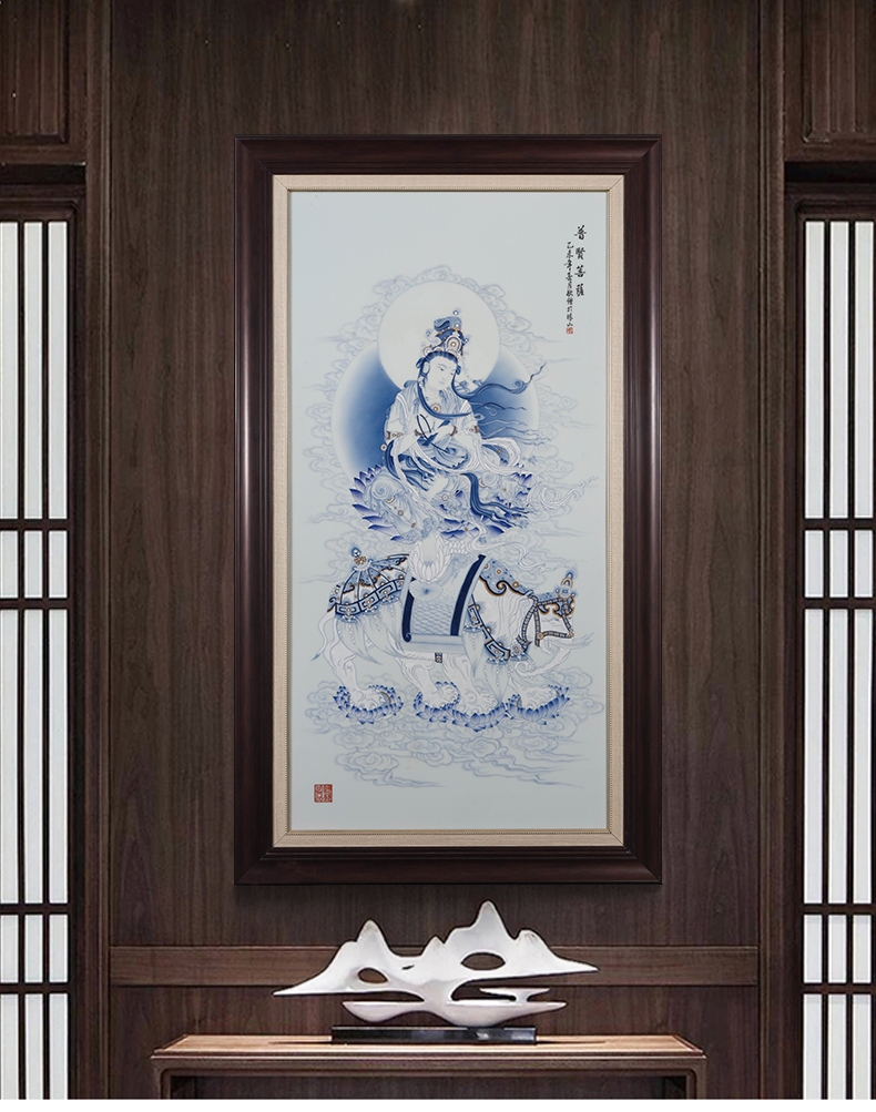 Jia lage jingdezhen ceramic hand - made wall of setting of blue and white porcelain plate painting samantabhadra bodhisattva porch of mural hang a picture