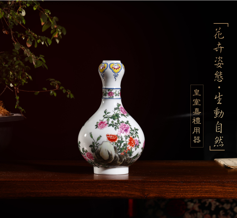 Jia lage jingdezhen porcelain colored enamel flowers garlic furnishing articles YangShiQi hand - made qianlong com.lowagie.text.paragraph bottles of home decoration