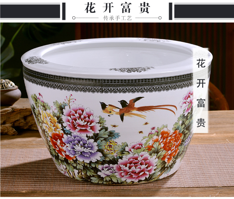 Jingdezhen ceramics large turtle basin bowl lotus lotus goldfish bowl lotus cylinder tank sitting room furnishing articles