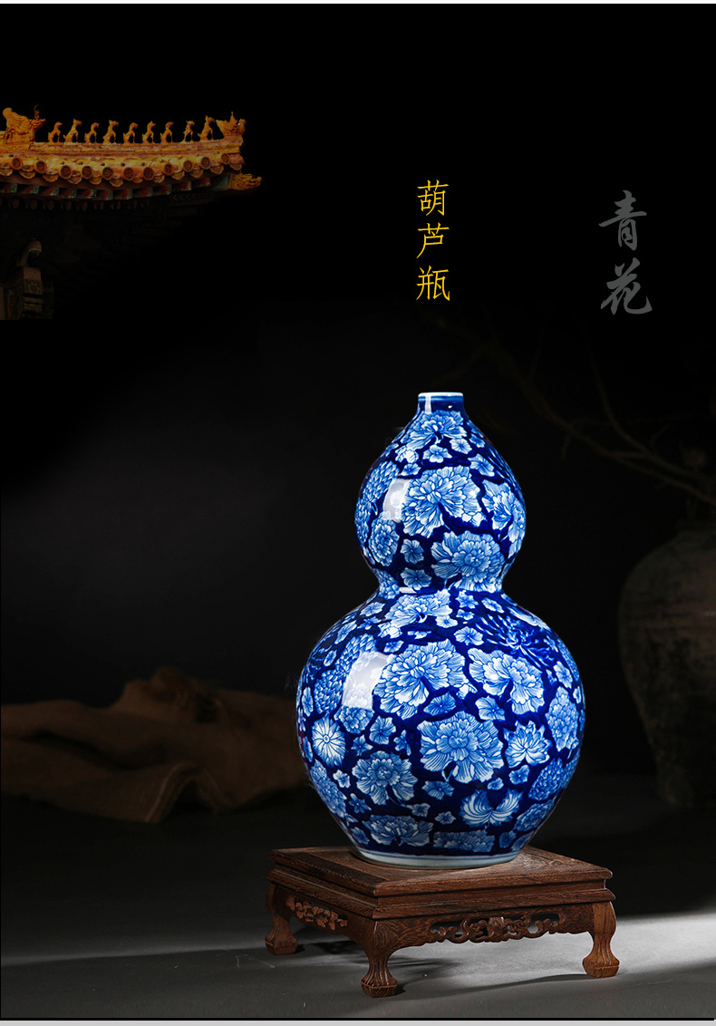 Jingdezhen ceramics vase furnishing articles antique Chinese blue and white porcelain vase sitting room porch decorate household furnishing articles