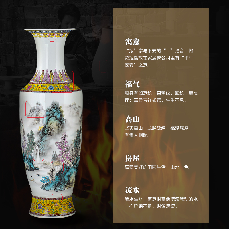 Jingdezhen ceramic landscape celebration made porcelain decoration large sitting room of large vase flower arranging porcelain furnishing articles