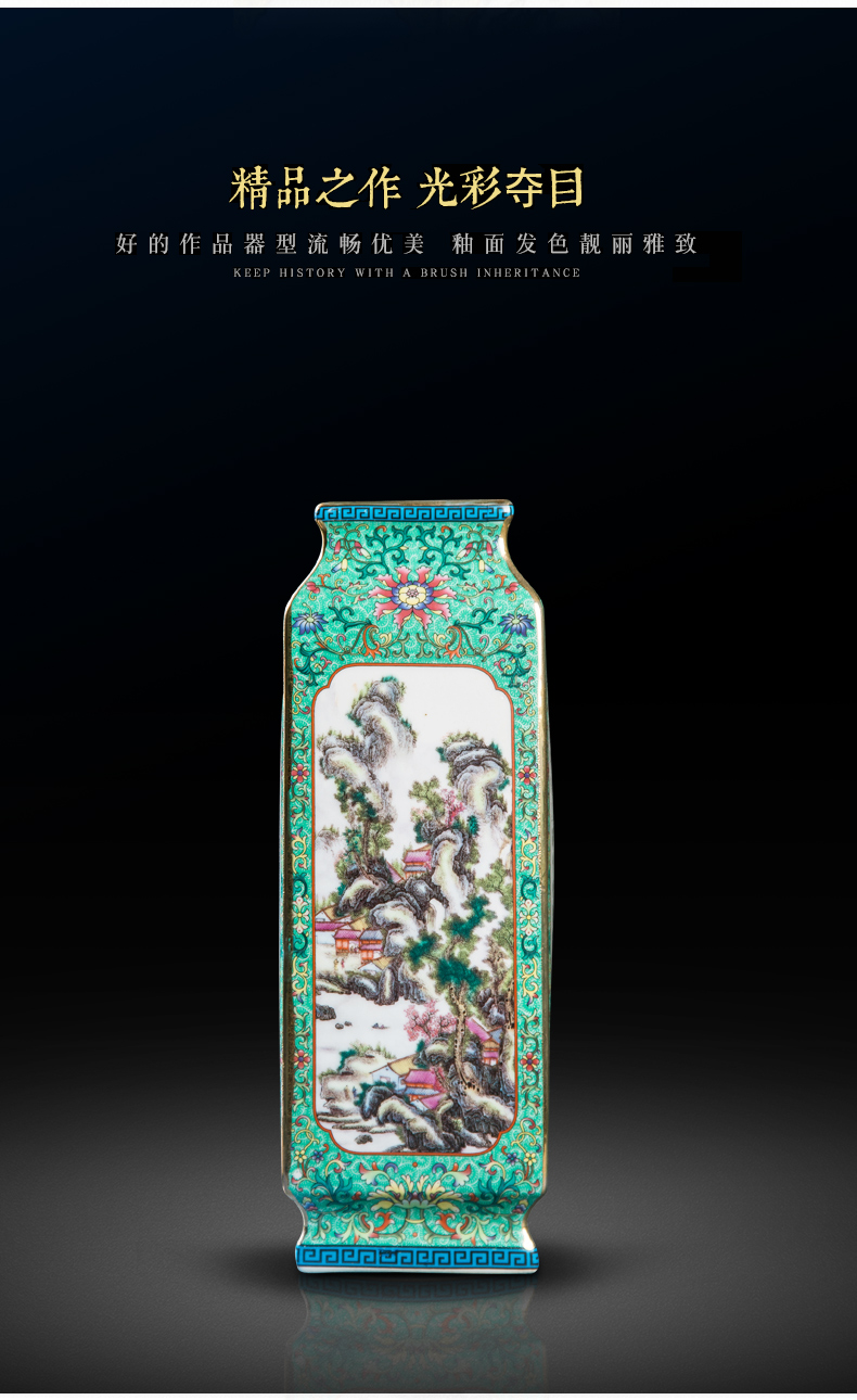 Jingdezhen ceramics imitation antique enamel vase imitation the qing three broke decorative square bottle qianlong furnishing articles