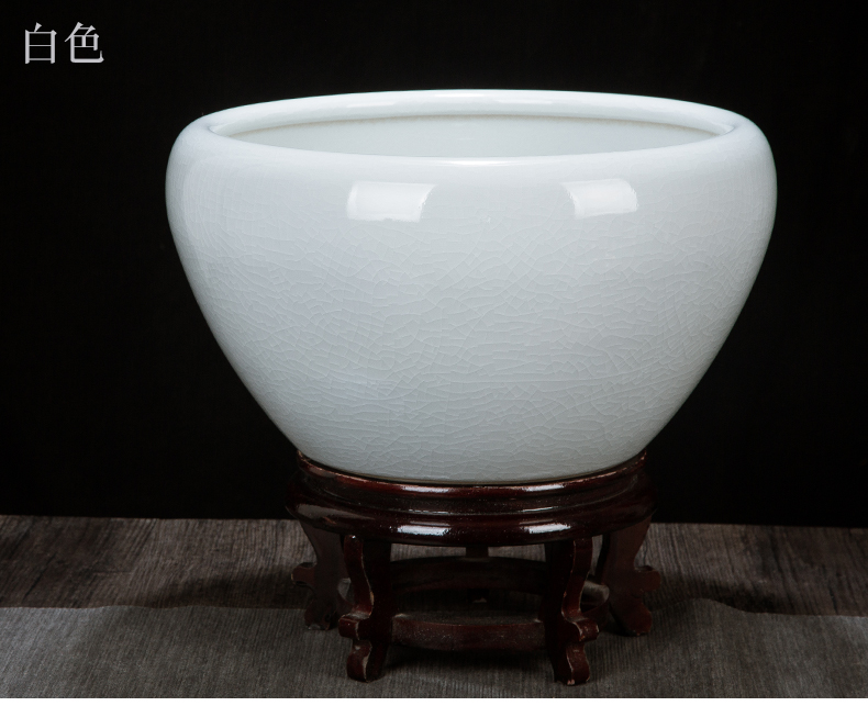 Jingdezhen ceramic glaze cracks tank turtle cylinder basin of water lily lotus goldfish tank sitting room handicraft furnishing articles