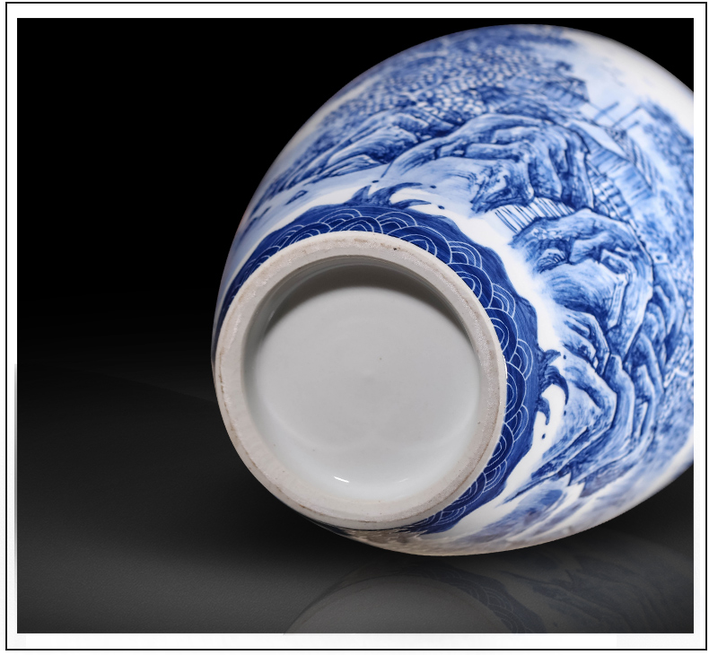 Blue and white landscape painting master of jingdezhen ceramic vase of Blue and white porcelain vase painting vases, decorative gifts furnishing articles