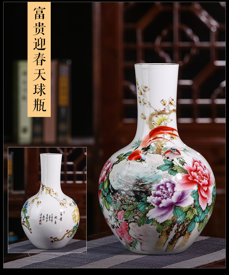 New Chinese style ceramics jingdezhen blue and white porcelain vase and furnishing articles rich ancient frame sitting room porch flower decorations