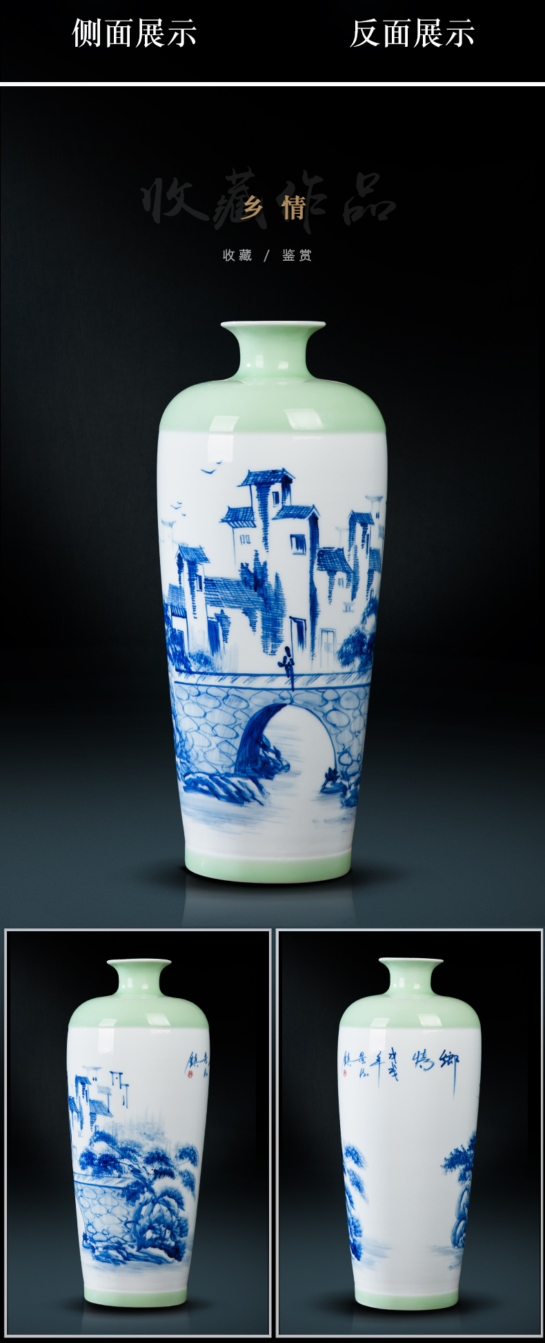 Jingdezhen ceramics hand - made vases, small pure and fresh and vase vase sitting room porch rich ancient frame decoration furnishing articles