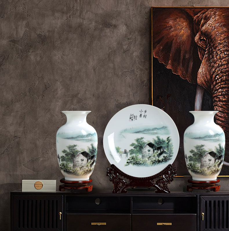 Jingdezhen ceramic ceramics from three suits for floret bottle wine porch rich ancient frame furnishing articles furnishing articles sitting room to room