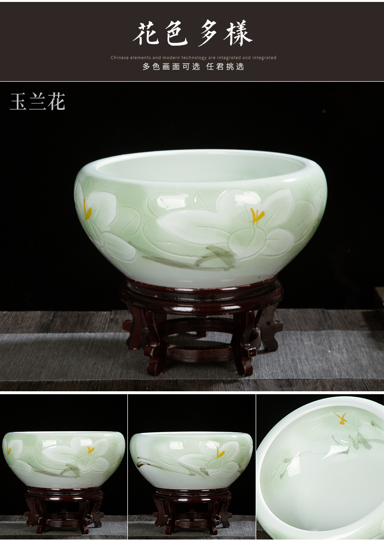 Ceramic furnishing articles cornucopia of feng shui aquarium hand - made breeding goldfish turtle cylinder water lily hydroponic plant basin of home decoration