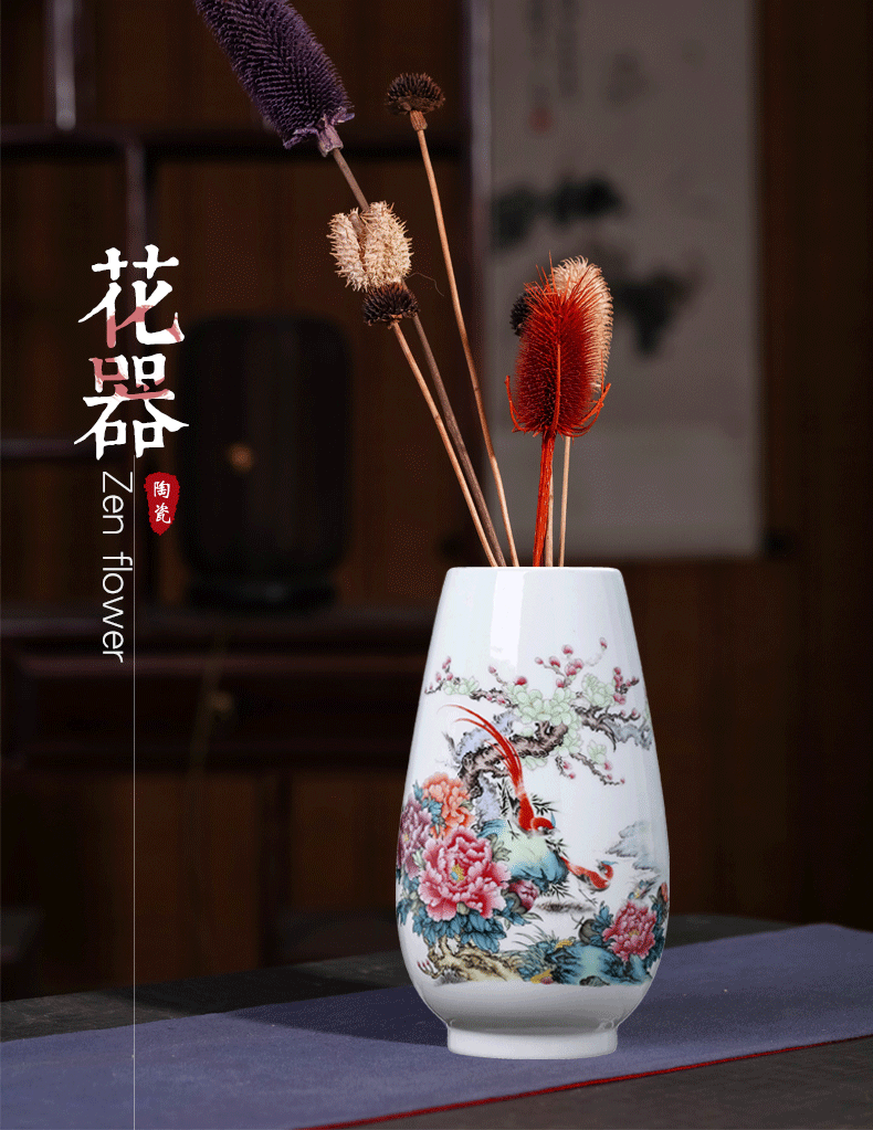 Jingdezhen ceramics flower arranging dried flower vase household living room TV cabinet creative flower arranging flower, adornment is placed