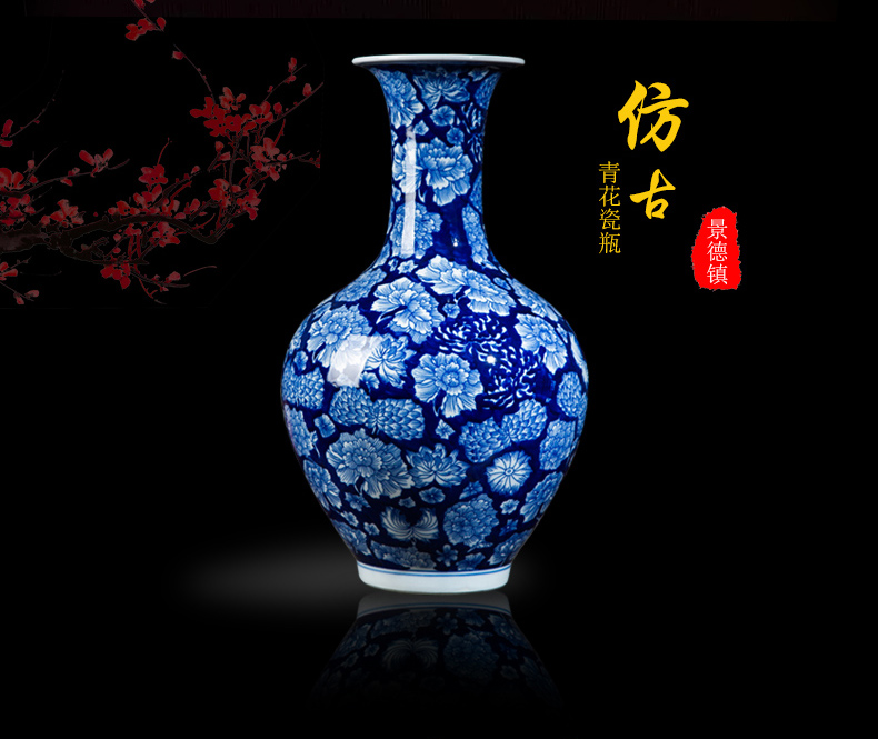 Jingdezhen ceramics vase furnishing articles antique Chinese blue and white porcelain vase sitting room porch decorate household furnishing articles