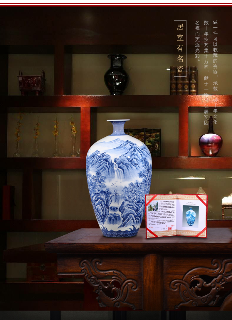 Blue and white landscape painting master of jingdezhen ceramic vase of Blue and white porcelain vase painting vases, decorative gifts furnishing articles