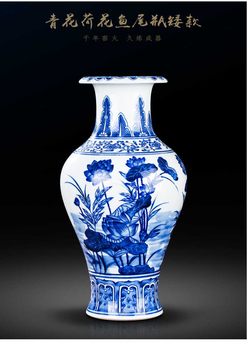 Jingdezhen ceramics by hand antique vase of blue and white porcelain vase household act the role ofing is tasted furnishing articles furnishing articles sitting room porch