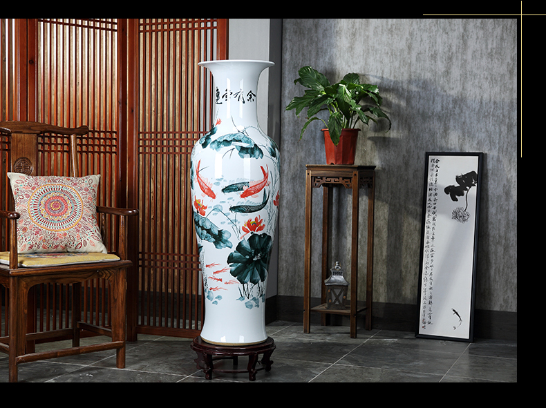 Jingdezhen ceramics of large vases, hand - made landscape lotus blue and white porcelain vases, the sitting room decorate gifts furnishing articles