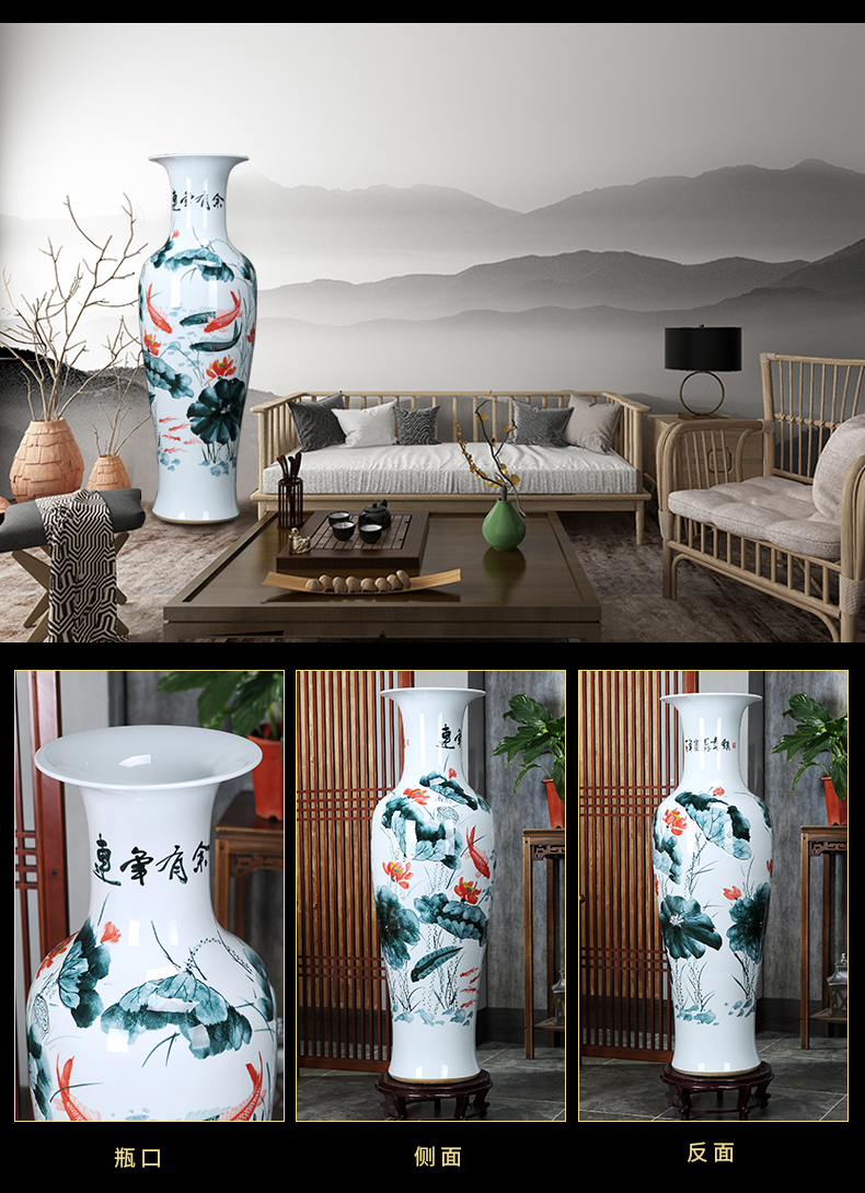 Jingdezhen ceramics of large vases, hand - made landscape lotus blue and white porcelain vases, the sitting room decorate gifts furnishing articles
