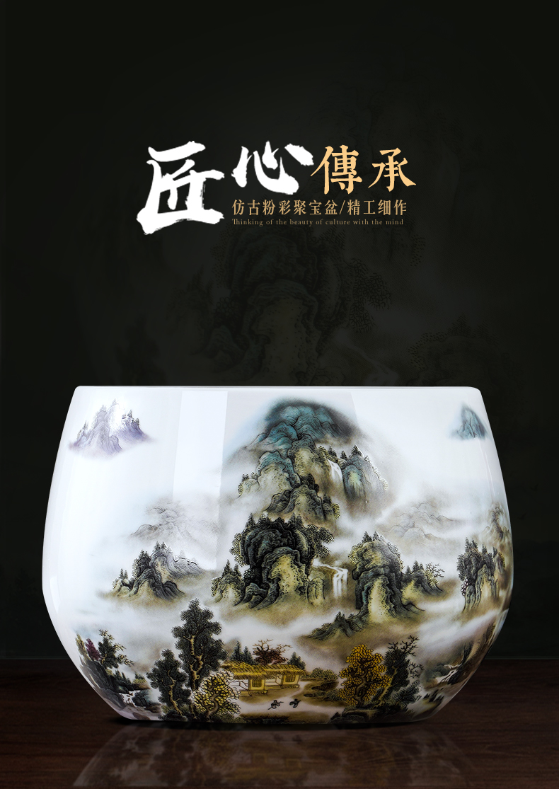 Cornucopia of jingdezhen ceramics flowerpots and calligraphy cylinder sitting room porch TV ark adornment of Chinese style household furnishing articles