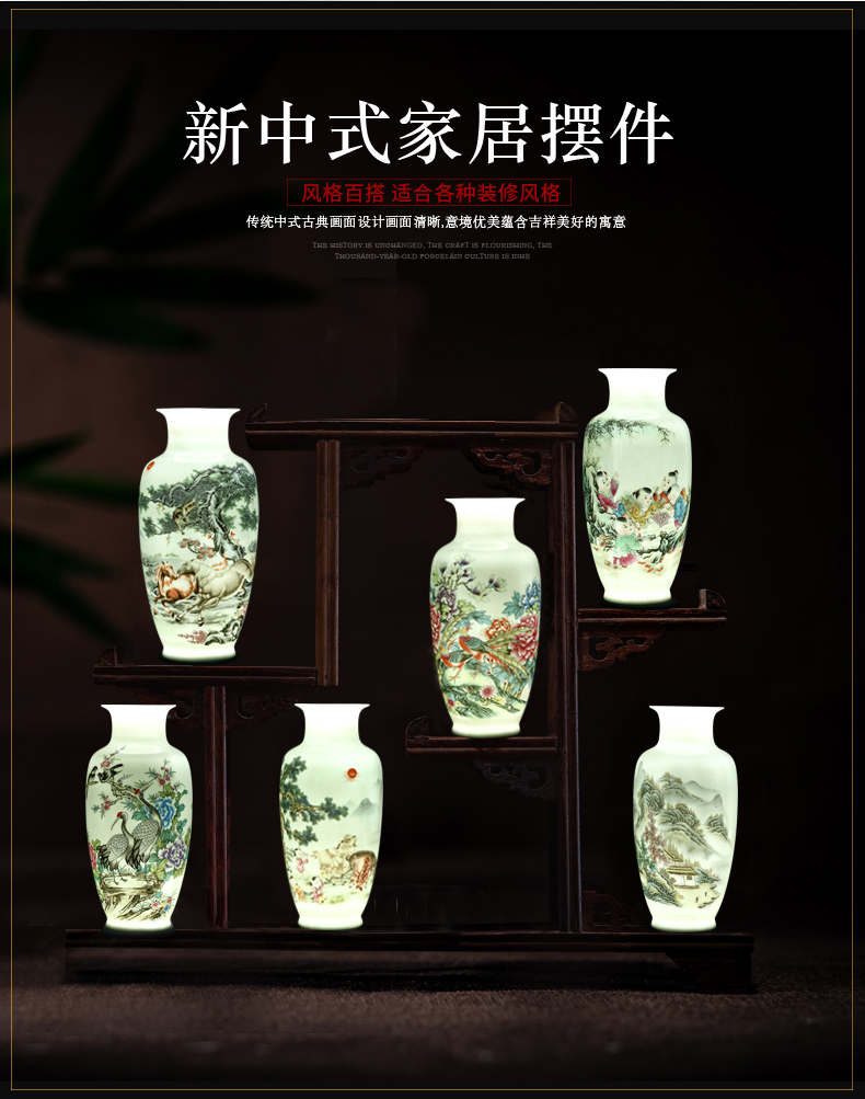 Vase of jingdezhen ceramic Vase high white mud thin foetus pastel blue and white porcelain Vase Vase rich ancient frame is placed in the living room