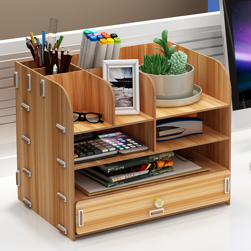 Office Supplies Desktop Storage Box Large wood Drawers Multilayer Debris Storage Box Office Document Shelve