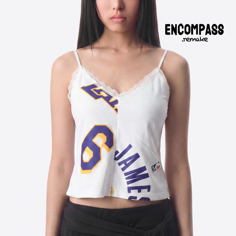 Remake Nba Jersey Patchwork Sweet and Cool Girl Lace Camisole Worn Alone/Layered Encompass