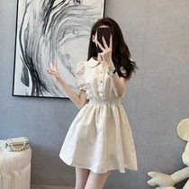 Gulianza clothes with the same style Style Little Fragrant Wind Cute Fairy Bunch Waist Woman 2022 Summer Tea Sweetness Dress Z 