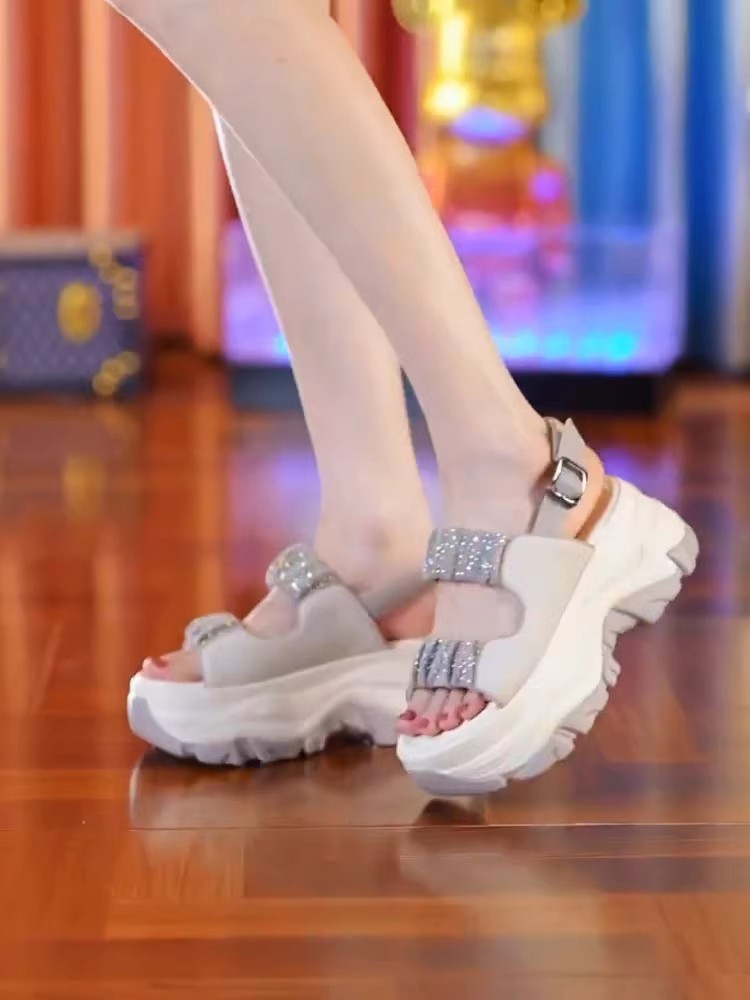 Damen Sandalen Mit Dicker Sohle Aus Weichem Leder Für Den Sommer_voghion.com