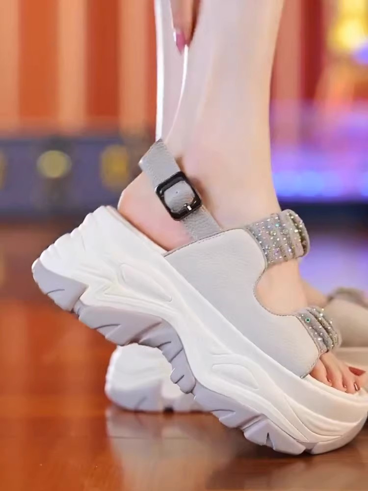 Damen Sandalen Mit Dicker Sohle Aus Weichem Leder Für Den Sommer_voghion.com