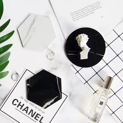 ins simple style imitation marble PVC photo props beauty jewelry nail coaster photography shooting ornaments