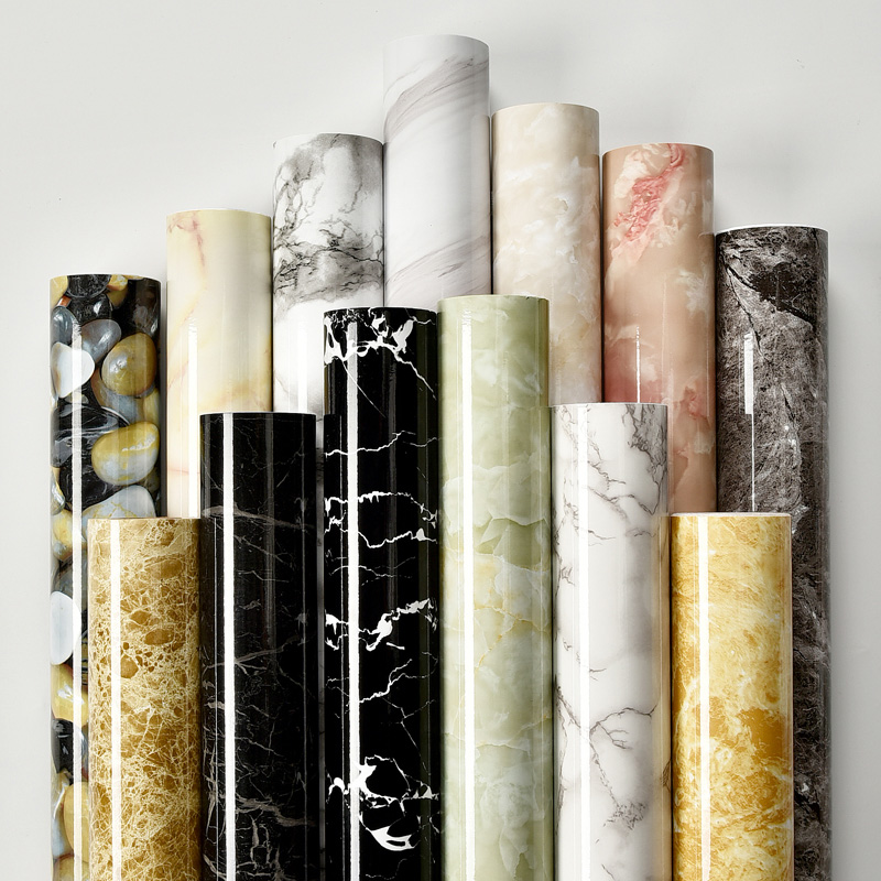 Kitchen waterproof and oil-proof marble sticker self-adhesive wallpaper moisture-proof whole cabinet cabinet table door and window table furniture turn over