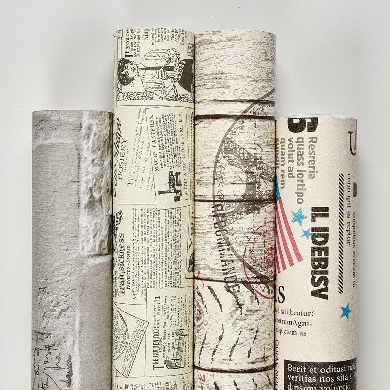 Nostalgic wallpaper self-adhesive dormitory decoration stickers Waterproof bar renovation retro style college student bedroom self-adhesive wallpaper