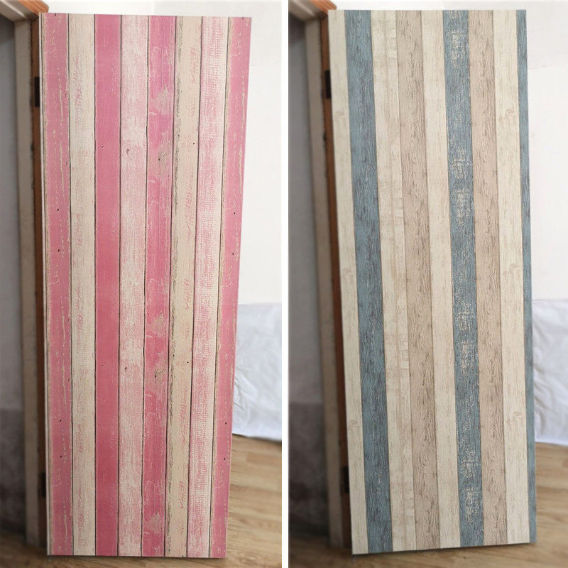 College Student Dormitory Wallpaper Self-Adhesive Door Stickers Waterproof Dorm Room Table Cupboard Renovated Striped Book Room Pattern Wallpaper