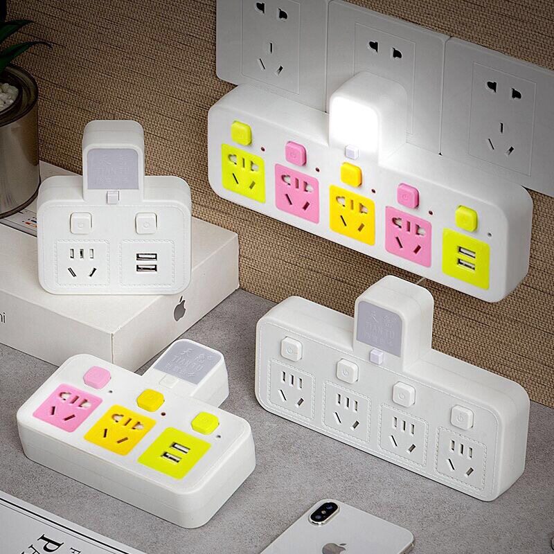Socket panel porous one-plug-to-multi-converter home usb plug-in wall without wire plug plug-in night light
