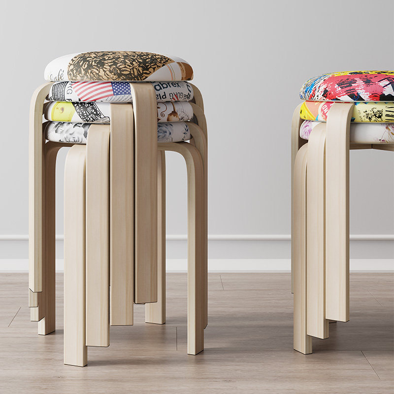 Solid Wood Stools Brief Modern Chair Living Room Round Home High Stool Table Bench Round Stool Dining Room Simple Bench