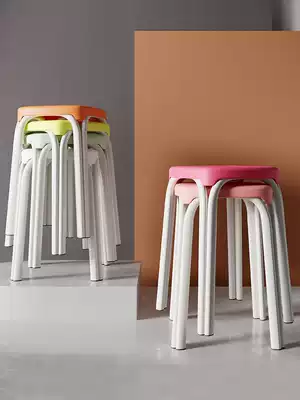 Plastic stools home thickened stools simple modern dining table stools living room small chairs economical square stools can be stacked