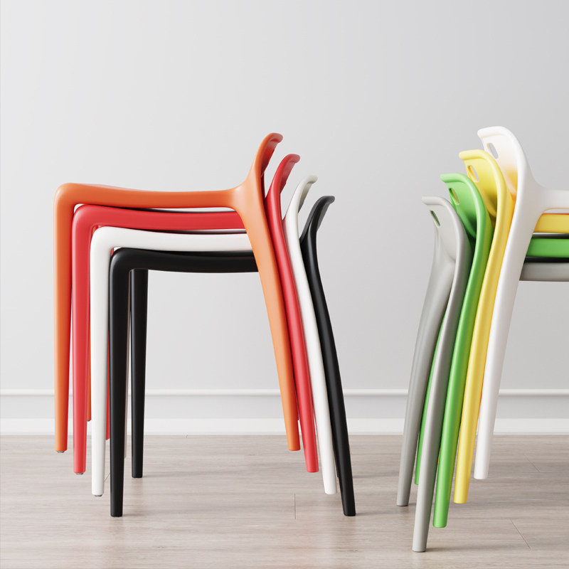Plastic high stool household thickening simple modern dining table bench can be stacked isometric plastic chair commercial small dining chair