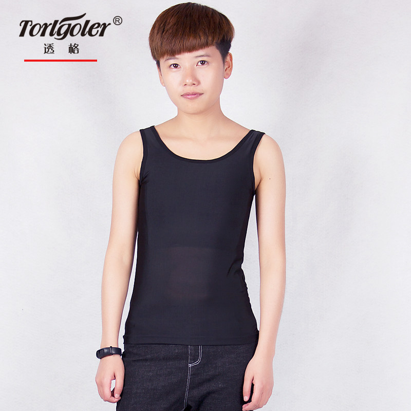 Overdraft bundle chest underwear les handsome t hook side bandage long thin section of ice silk shrink chest tight and large size vest student female