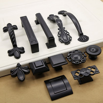 Black handle American modern simple square zinc alloy single hole drawer shoe cabinet wardrobe cabinet door handle